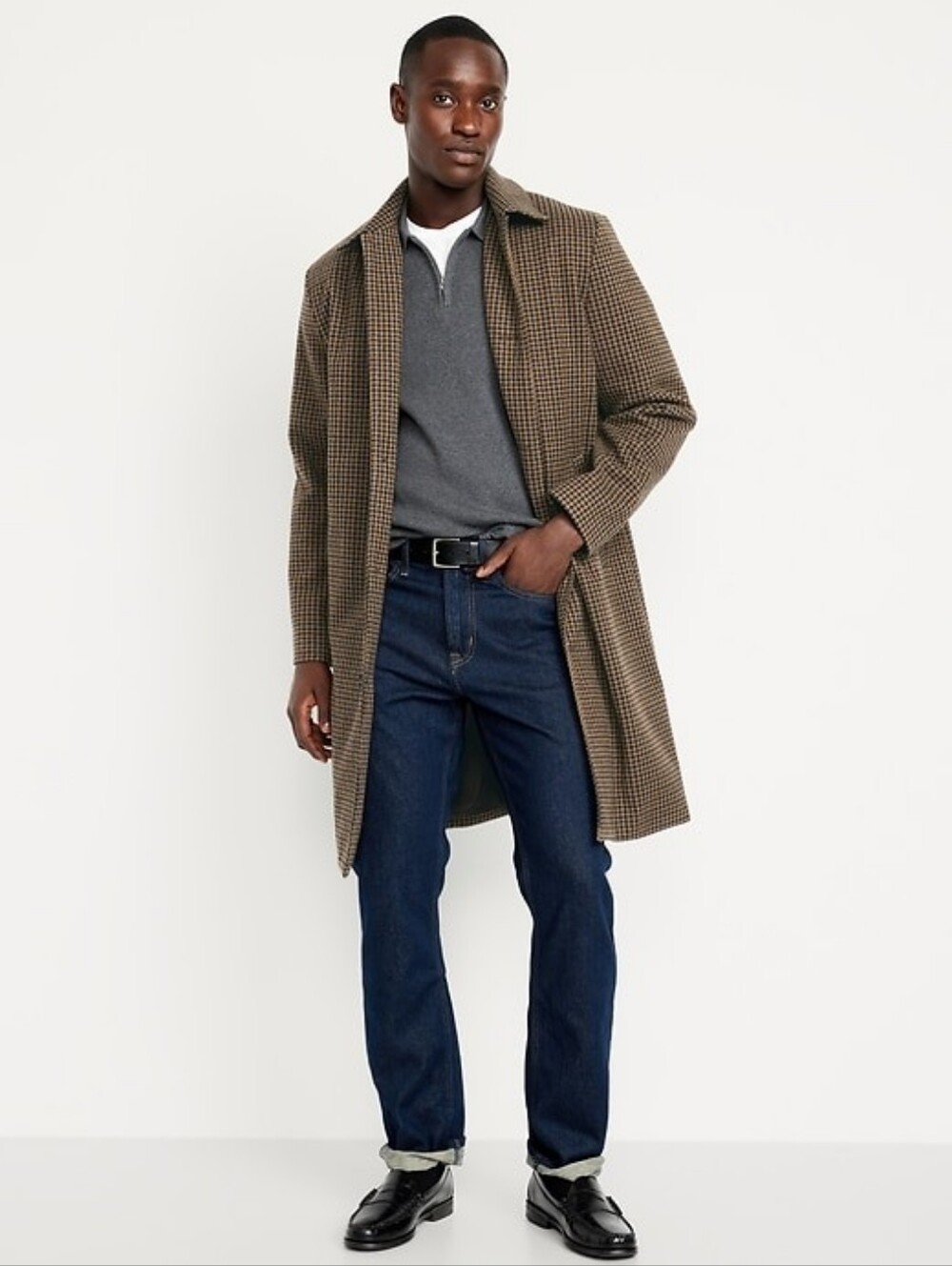 Old Navy #800305 Relaxed Houndstooth Topcoat NWT